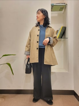 「アイテム（ステンカラーコート）」を使った、浪口　絵美さん（レディース・164cm）の秋コーディネート