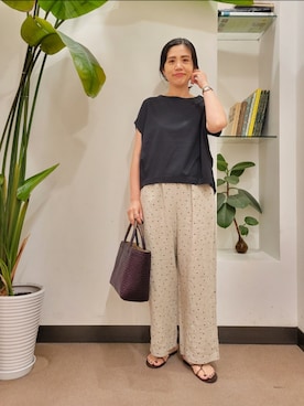 「ドットパンツ」｜浪口　絵美さん（レディース・164cm）の夏コーディネート