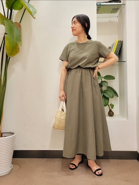 「ペーパーバッグ」｜「アイテム（ワンピース/ドレス）」を使った、emiinamiiさん（レディース・164cm）の夏コーディネート