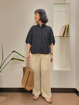 「PLAKTON（プラクトン）のPLAKTON　フラットサンダル（サンダル）」を使った、浪口　絵美さん（レディース・164cm）の夏コーディネート