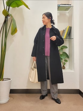 「URBAN RESEARCH DOORS WOMENS」｜「アイテム（ステンカラーコート）」を使った、浪口　絵美さん（レディース・164cm）の冬コーディネート