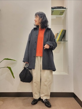「アイテム（ステンカラーコート）」を使った、浪口　絵美さん（レディース・164cm）の冬コーディネート