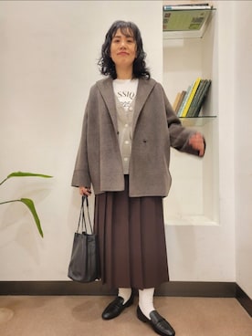 「アイテム（その他アウター、その他）」を使った、浪口　絵美さん（レディース・164cm）の秋コーディネート