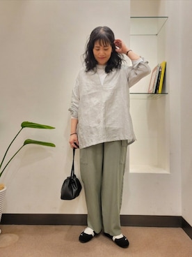 「スキッパーシャツ」｜浪口　絵美さん（レディース・164cm）の春コーディネート