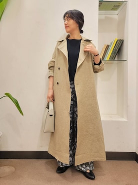 「骨格ウェーブ」｜「アイテム（トレンチコート）」を使った、emiinamiiさん（レディース・164cm）の春コーディネート