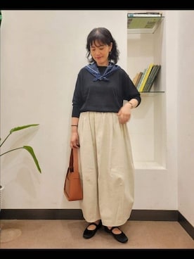 「アイテム（バンダナ/スカーフ）」を使った、浪口　絵美さん（レディース・164cm）の夏コーディネート