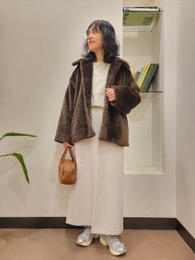 「FORK&SPOON（フォークアンドスプーン）のFORK&SPOON　ラナテックイージースカート（スカート）」を使った、浪口　絵美さん（レディース・164cm）の秋コーディネート