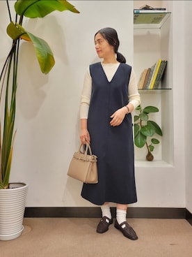 「リブニット」｜「アイテム（その他シューズ）」を使った、emiinamiiさん（レディース・164cm）の秋コーディネート