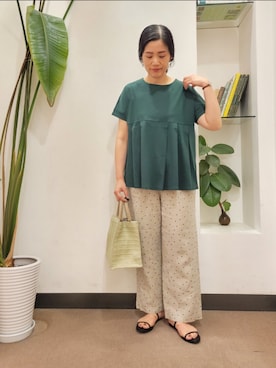 「ドットパンツ」｜浪口　絵美さん（レディース・164cm）の夏コーディネート