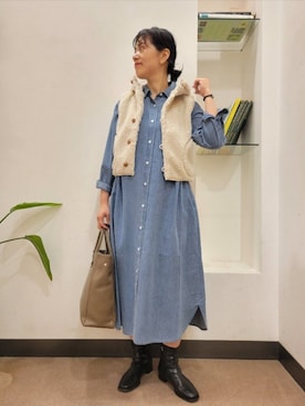 「秋のシャツ着こなし術」｜浪口　絵美さん（レディース・164cm）の秋コーディネート