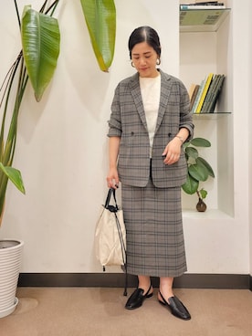 「レイヤード」｜「アイテム（その他アウター）」を使った、浪口　絵美さん（レディース・164cm）の夏コーディネート