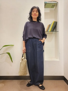 「URBAN RESEARCH DOORS（アーバンリサーチドアーズ）のスクエアトゥリボンミュール（サンダル）」を使った、浪口　絵美さん（レディース・164cm）の秋コーディネート