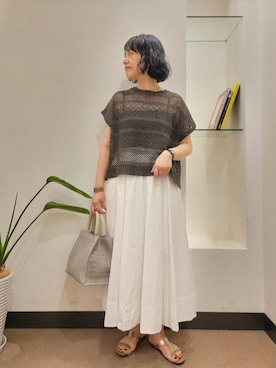 「PLAKTON（プラクトン）のPLAKTON　フラットサンダル（サンダル）」を使った、浪口　絵美さん（レディース・164cm）の夏コーディネート