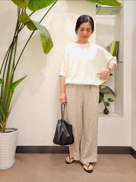 「ドットパンツ」｜浪口　絵美さん（レディース・164cm）の夏コーディネート