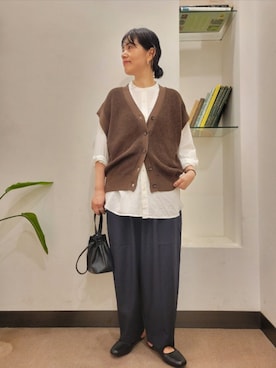 「URBAN RESEARCH DOORS（アーバンリサーチドアーズ）のスクエアトゥリボンミュール（サンダル）」を使った、浪口　絵美さん（レディース・164cm）の秋コーディネート