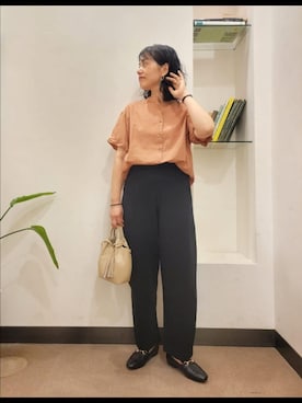 「オンオフ兼用」｜「アイテム（バッグ）」を使った、浪口　絵美さん（レディース・164cm）の夏コーディネート