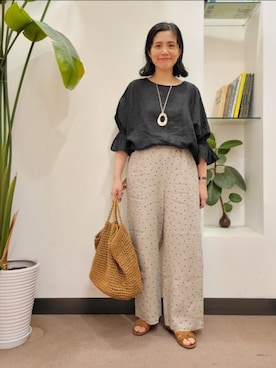 「ドットパンツ」｜浪口　絵美さん（レディース・164cm）の春コーディネート