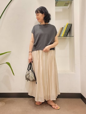 「きれいめ派カットソー」｜浪口　絵美さん（レディース・164cm）の夏コーディネート