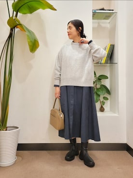 「ゆるニット」｜「アイテム（ワンピース/ドレス）」を使った、emiinamiiさん（レディース・164cm）の秋コーディネート