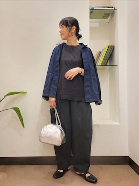 「かぐれ」｜「アイテム（デニムジャケット）」を使った、浪口　絵美さん（レディース・164cm）の秋コーディネート