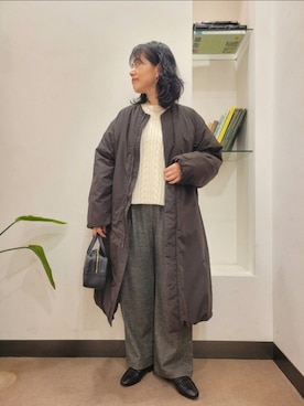 「アイテム（ダウンジャケット/コート）」を使った、浪口　絵美さん（レディース・164cm）の秋コーディネート