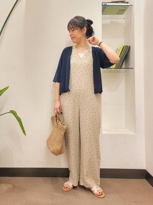 セール】リネンレーヨンドットオールインワン（サロペット