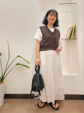 「EKAL（エカル）のアイテム」を使った、浪口　絵美さん（レディース・164cm）の夏コーディネート