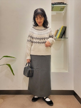 「アイテム（ボストンバッグ）」を使った、浪口　絵美さん（レディース・164cm）の秋コーディネート