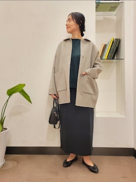 「URBAN RESEARCH DOORS WOMENS」｜「アイテム（ステンカラーコート）」を使った、浪口　絵美さん（レディース・164cm）の秋コーディネート