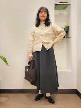 「アイテム（レインシューズ）」を使った、浪口　絵美さん（レディース・164cm）の冬コーディネート
