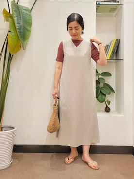 「ペーパーバッグ」｜「アイテム（ワンピース/ドレス）」を使った、emiinamiiさん（レディース・164cm）の夏コーディネート