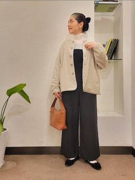 「キルトジャケット」｜「アイテム（サロペット/オーバーオール）」を使った、emiinamiiさん（レディース・164cm）の秋コーディネート