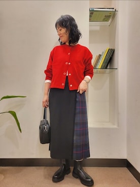 「トレンド秋素材コーデ」｜浪口　絵美さん（レディース・164cm）の秋コーディネート