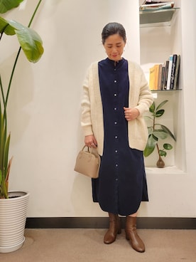 「URBAN RESEARCH DOORS（アーバンリサーチドアーズ）のラウンドボストンミニバッグ（ショルダーバッグ）」を使った、浪口　絵美さん（レディース・164cm）の冬コーディネート