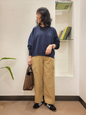「ORCIVAL（オーシバル）のORCIVAL　TOTE BAG SMALL（トートバッグ）」を使った、浪口　絵美さん（レディース・164cm）の秋コーディネート