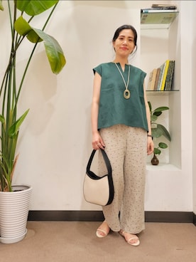 「ドットパンツ」｜浪口　絵美さん（レディース・164cm）の夏コーディネート