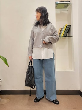 「アイテム（レインシューズ）」を使った、浪口　絵美さん（レディース・164cm）の冬コーディネート