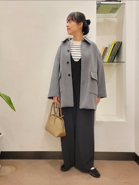 「コート」｜「アイテム（オールインワン・サロペット）」を使った、emiinamiiさん（レディース・164cm）の冬コーディネート