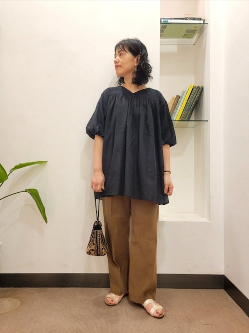 Andree チュニック 起毛アゼ編みクルーネックチュニックニット