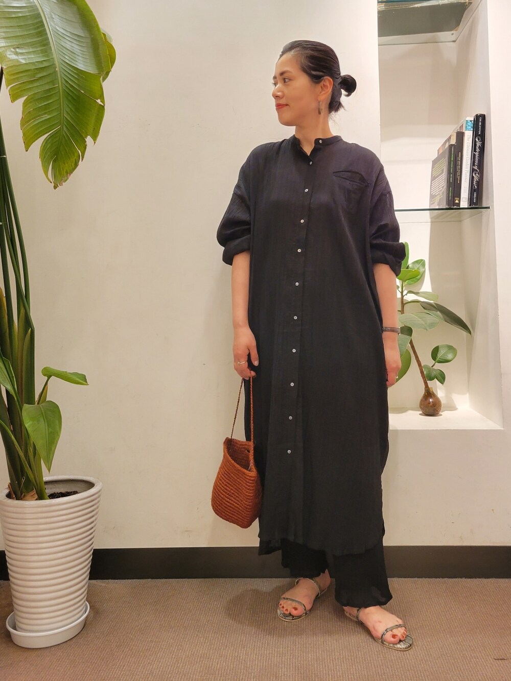 ワンピース mizuiro ind crape stand collar one-piece セール】mizuiro ind crape stand collar one-piece（ワンピース