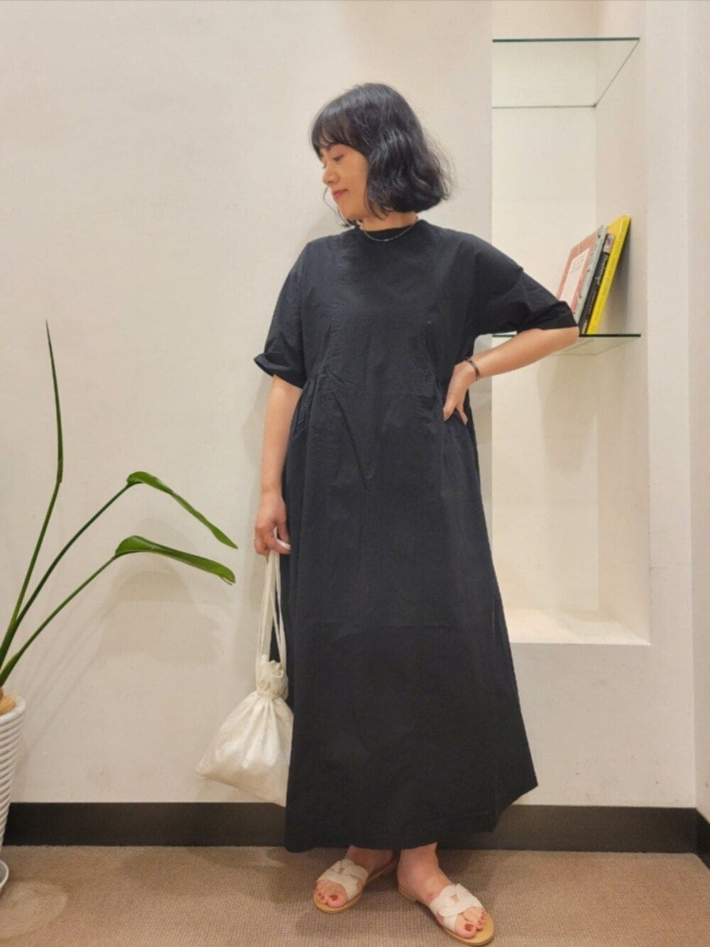 2サイズ展開』コットンシルクサイドギャザーワンピースを使った人気