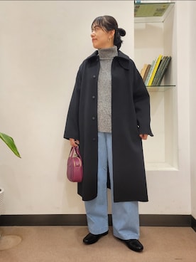 「URBAN RESEARCH DOORS WOMENS」｜「アイテム（ステンカラーコート）」を使った、浪口　絵美さん（レディース・164cm）の冬コーディネート