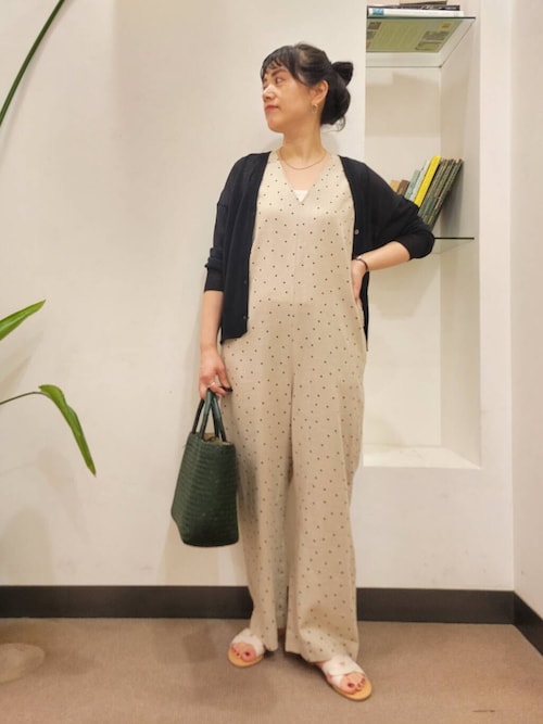 セール】リネンレーヨンドットオールインワン（サロペット