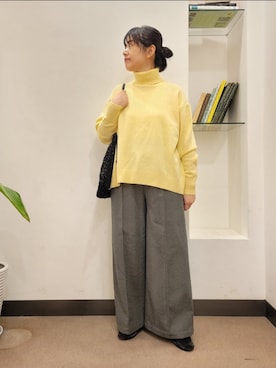 「タートルネック」｜「アイテム（バレエシューズ）」を使った、emiinamiiさん（レディース・164cm）の冬コーディネート