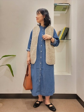 「URBAN RESEARCH DOORS（アーバンリサーチドアーズ）のスクエアトゥリボンミュール（サンダル）」を使った、浪口　絵美さん（レディース・164cm）の秋コーディネート