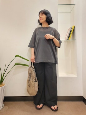 「URBAN RESEARCH DOORS（アーバンリサーチドアーズ）の天然石ビーズネックレス（ネックレス、ブラック系）」を使った、浪口　絵美さん（レディース・164cm）の夏コーディネート