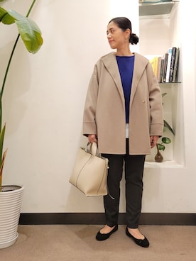 「ゆるニット」｜「アイテム（その他アウター）」を使った、emiinamiiさん（レディース・164cm）の冬コーディネート
