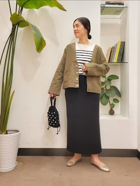 「ビーズバッグ」｜「アイテム（その他アウター）」を使った、emiinamiiさん（レディース・164cm）の秋コーディネート