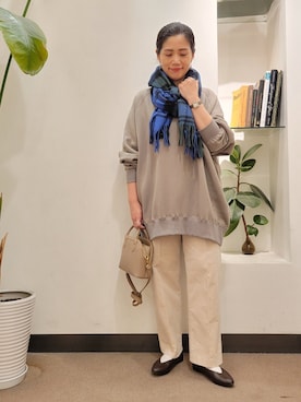 「URBAN RESEARCH DOORS（アーバンリサーチドアーズ）のラウンドボストンミニバッグ（ショルダーバッグ）」を使った、浪口　絵美さん（レディース・164cm）の冬コーディネート