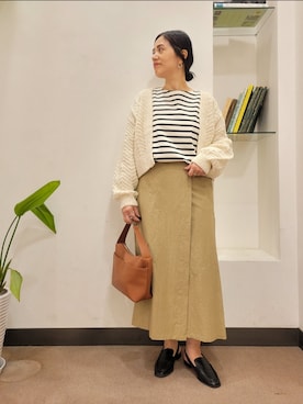 「かぐれ（カグレ）のボーダーワイドカットソー（Tシャツ/カットソー）」を使った、浪口　絵美さん（レディース・164cm）の秋コーディネート